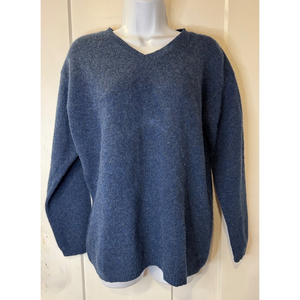 Vintage Limited America Blue V Neck‎ Long Sleeve Sweater M Lambswool